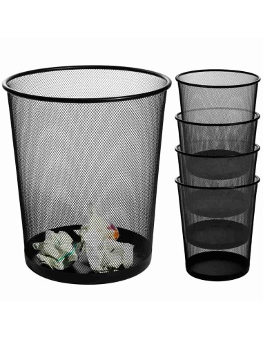 Cestini Ufficio in Metallo Nero da 15 litri, confezione da 5 pezzi