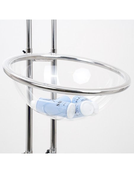 Espositore promozionale da terra con cesto in plexiglass