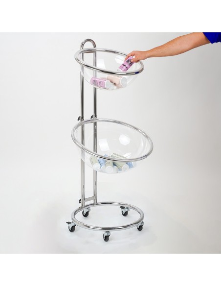Espositore da Terra con 2 Mezze Sfere in Plexiglass
