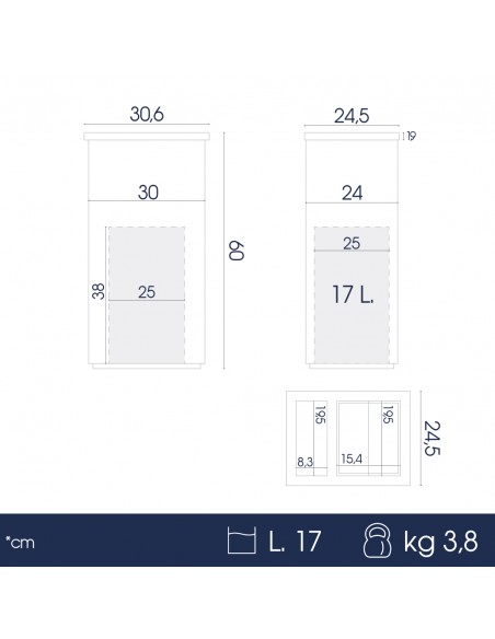 Cestino 17 lt con Coperchio Basculante e Posacenere con Sabbia