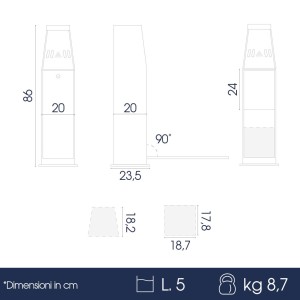 Posacenere da Esterno Nero con Cestino Interno da 5 Litri - DANIELI