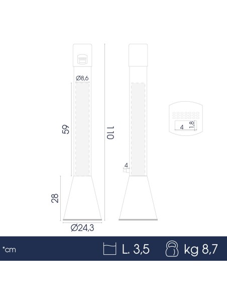 Posacenere a Colonna alto 110 cm da 3,5 litri in Acciaio