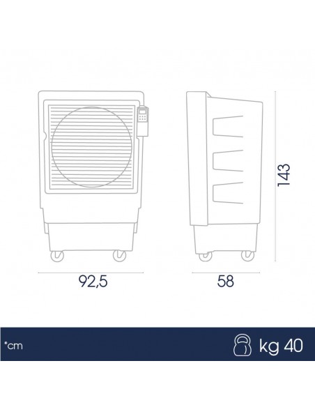 dimensioni raffrescatore portatile evaporativo ad acqua