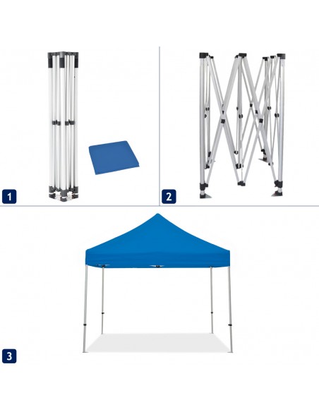 gazebo trasportabile con telo blu