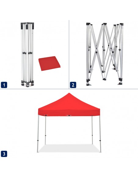 gazebo trasportabile con telo rosso