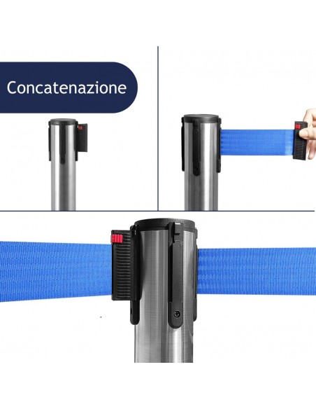 Colonnina segnapercorso con nastro blu