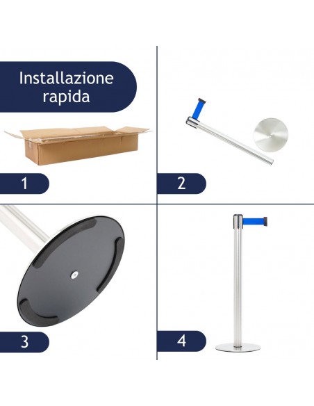 Montaggio rapido colonnina segnapercorso con nastro blu