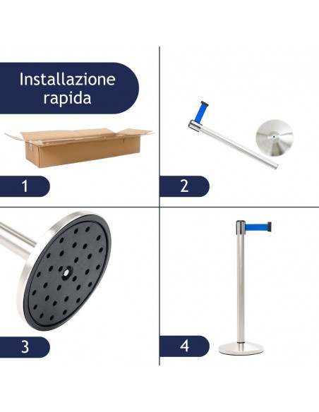 kit di montaggio colonnina segnapercorso con nastro blu