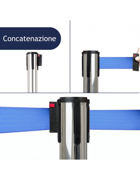 Colonnina segnapercorso con nastro da 3 metri blu