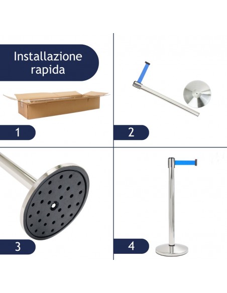 kit colonnina segnapercorso con nastro da 3 metri blu