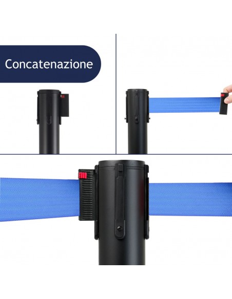 Colonnina segnapercoso nastro da 3 metri blu