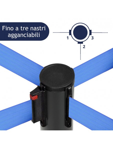 Colonnina segnapercoso con tre ganci di concatenazione