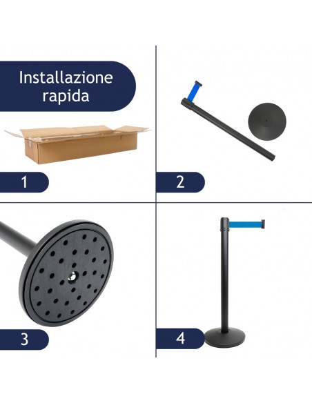 kit colonnnina segnapercorso con nastro di 3 metri blu