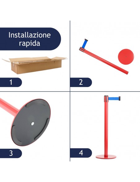 kit di colonnina segnapercorso con nastro di 3 metri