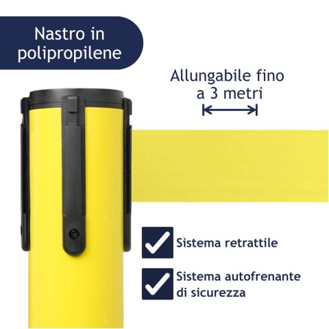 colonnina segnapercorso con nastro in polipropilene giallo - DANIELI