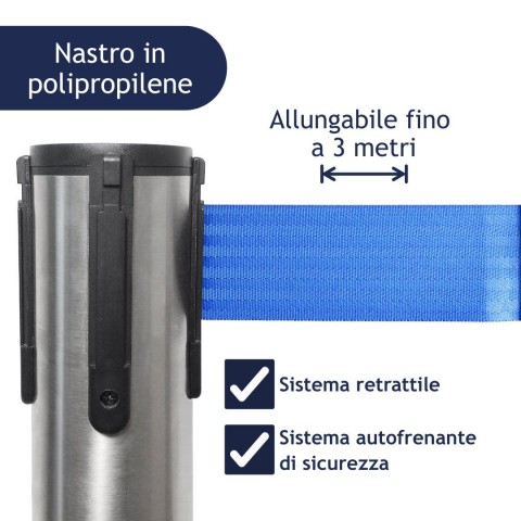 colonnina segnapercorso con nastro in polipropilene blu - DANIELI
