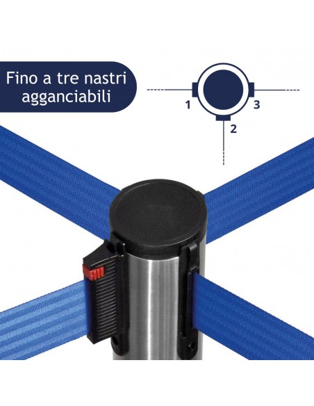 colonnina segnapercorso con tre agganci per il nastro