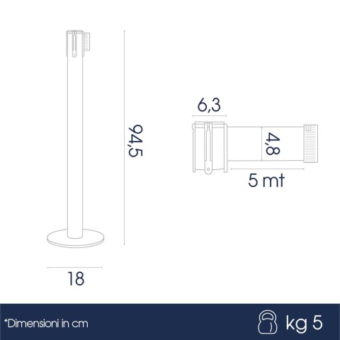 dimensioni colonnina segnapercorso con base magnetica - DANIELI