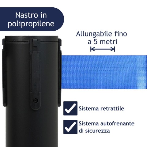 colonnina segnapercorso con nastro in polipropilene da 5 metri - DANIELI