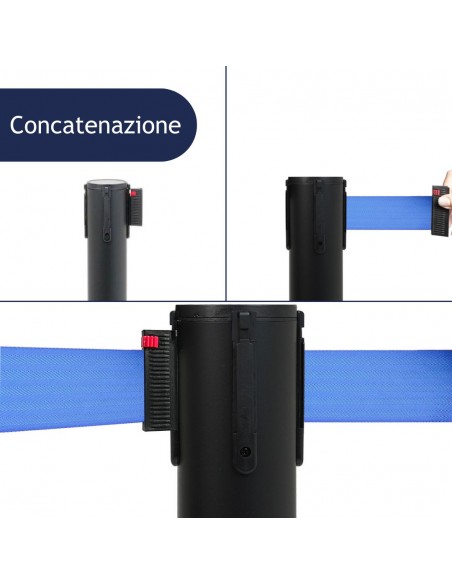 colonnina segnapercorso con nastro da 5 metri blu