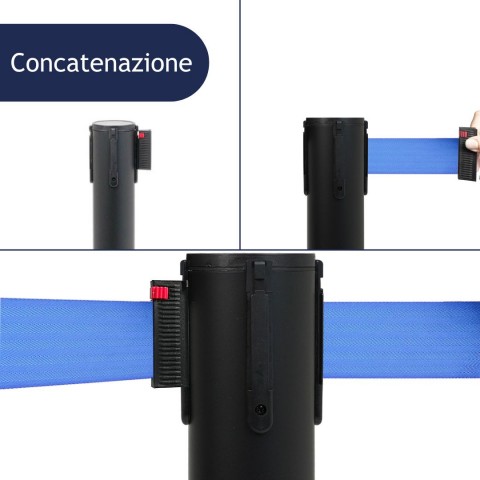 colonnina segnapercorso con nastro da 5 metri blu - DANIELI
