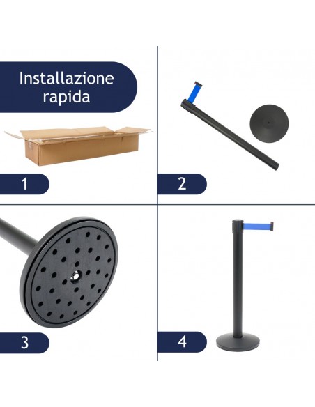 kit colonnina segnapercorso con nastro da 5 metri
