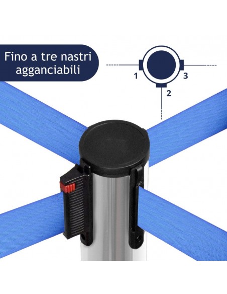 colonnina segnapercorso con 3 ganci e nastro da 3 metri