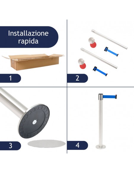 kit colonnina segnapercorso con nastro da 3 mt