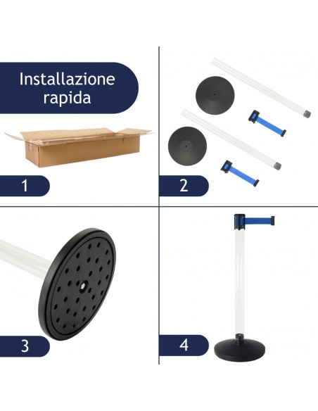 kit con colonnina segnapercorso con nastro da 3 metri