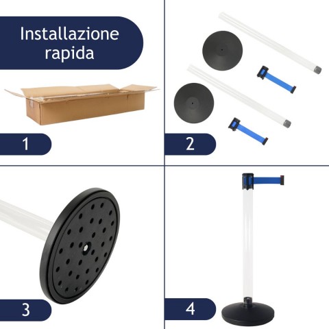 kit con colonnina segnapercorso con nastro da 3 metri - DANIELI