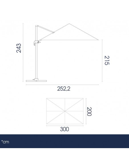 dimensioni ombrellone rettangolare 2x3 in alluminio