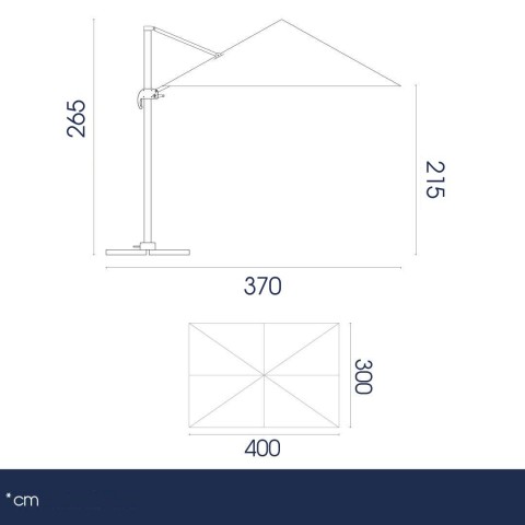 dimensioni ombrellone rettangolare in alluminio 3x4 - DANIELI