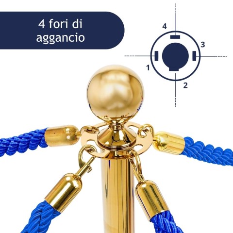 Colonnina segnapercorso con 4 cordoni blu agganciati - DANIELI