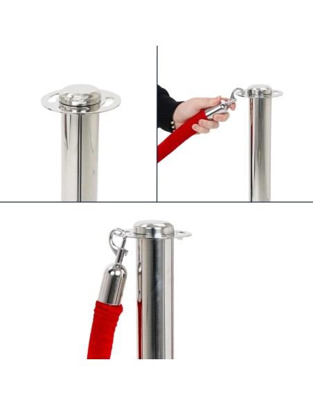 Colonnina con corda in velluto rossa