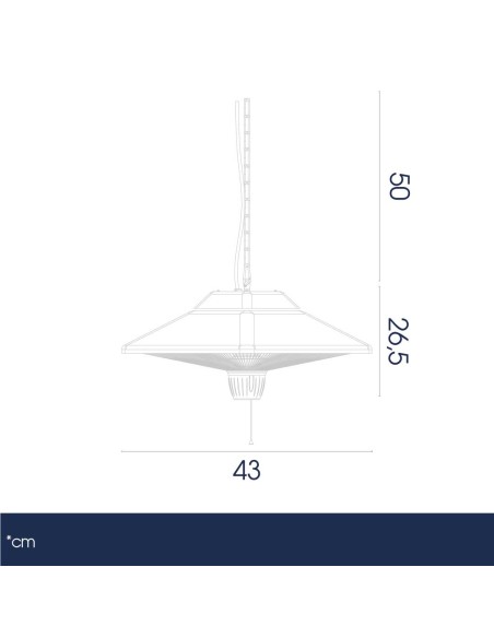 misure Lampada a infrarossi radiante a soffitto esterno