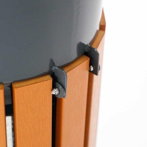 Cestino portarifiuti in legno da esterno per arredo urbano da 40 litri - DANIELI
