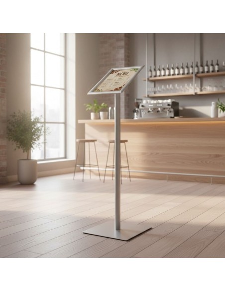 espositore a leggio con cornice a scatto A4 in un bar moderno