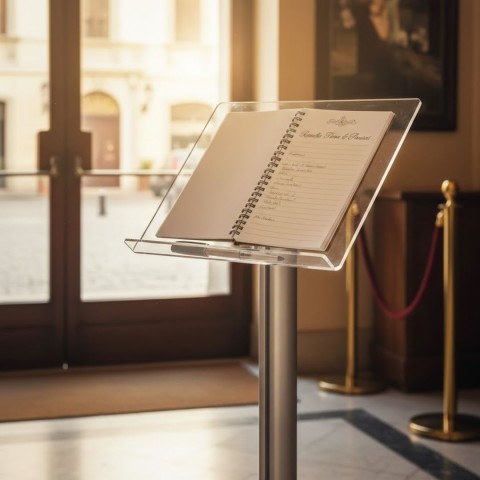 espositore a leggio in plexiglass A3 orizzontale all'entrata di un ristorante - DANIELI