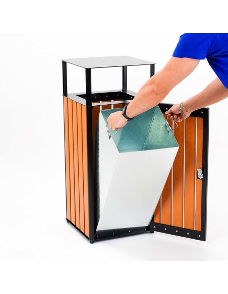 Cestino per Rifiuti Arredo Urbano 53 litri con Copertura