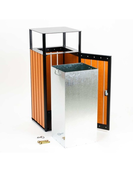 Cestino per Rifiuti Arredo Urbano 53 litri con Copertura