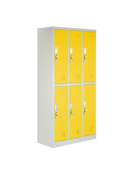 armadietto in metallo a 6 ante color giallo