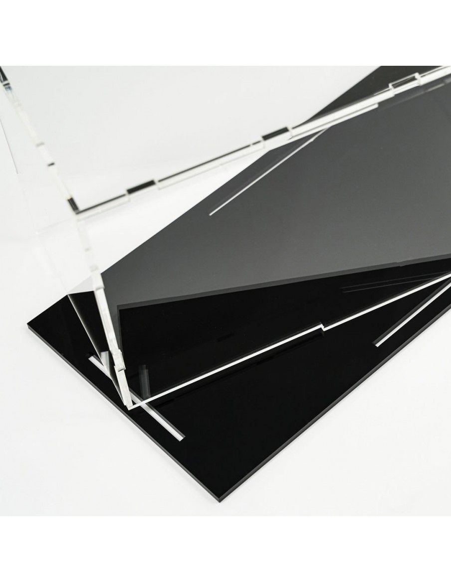 Teca in plexiglass trasparente base nera