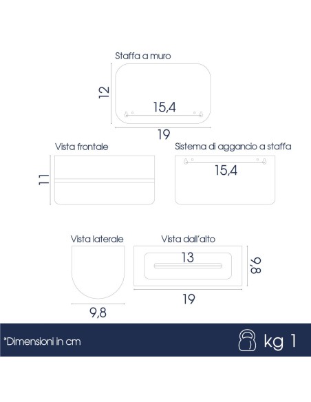 dimensioni posacenere da parete