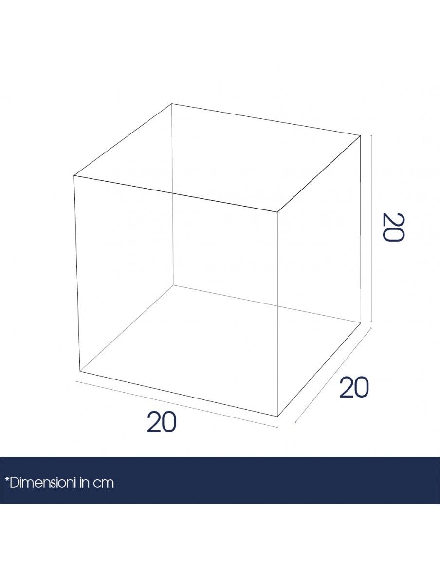 misure cubo in plexiglass