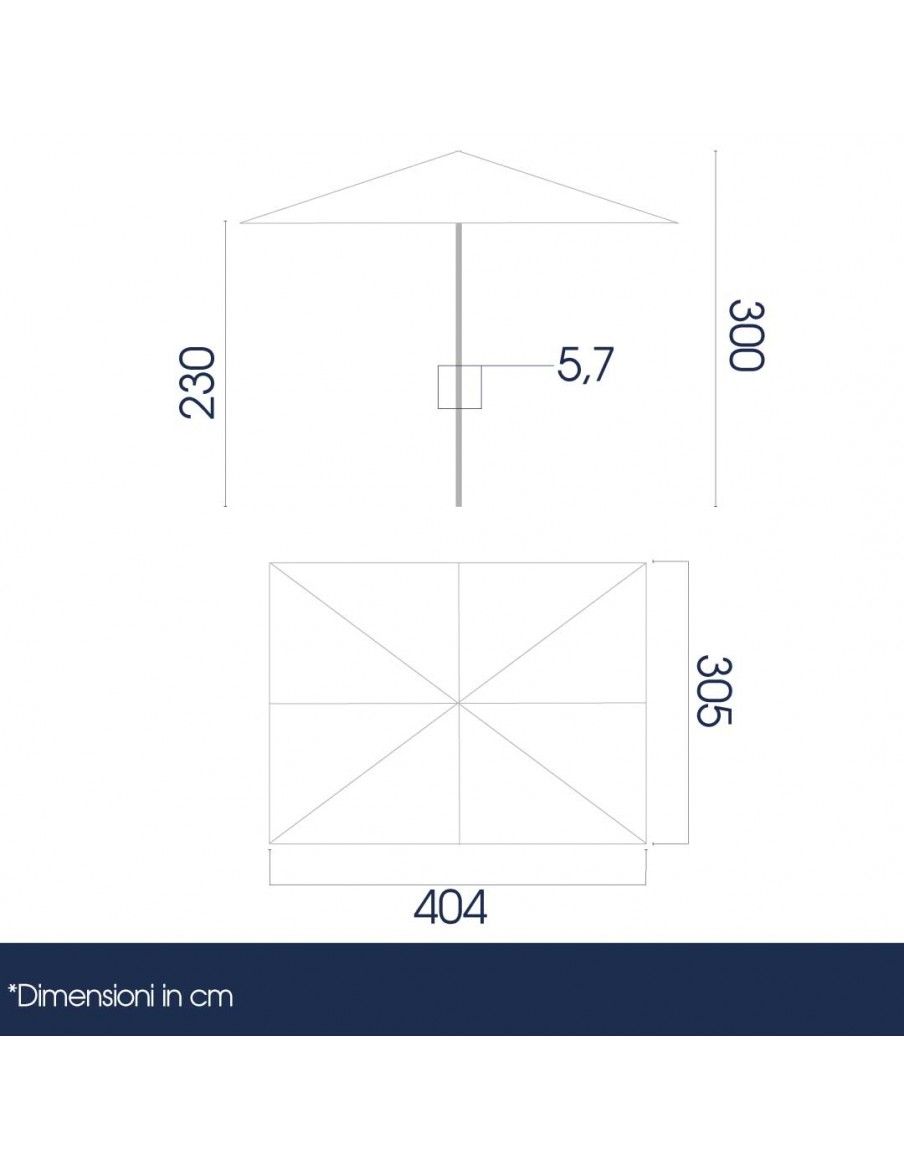 dimensioni ombrellone 3x4 metri