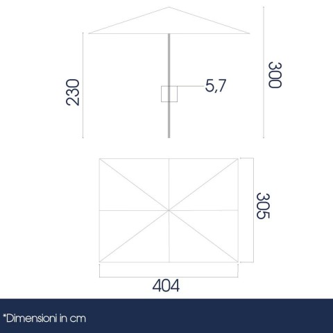 dimensioni ombrellone 3x4 metri - DANIELI