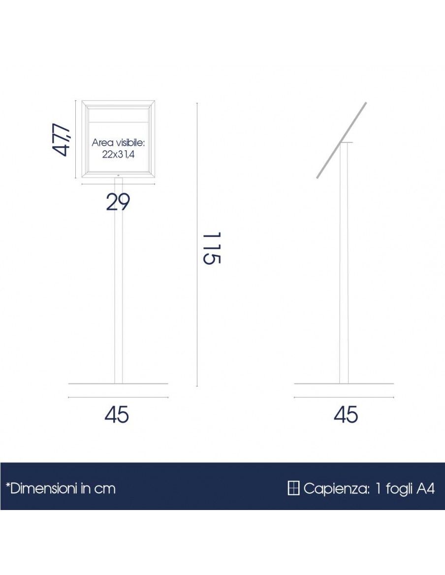 Leggio porta menu da esterno con pannellino per logo