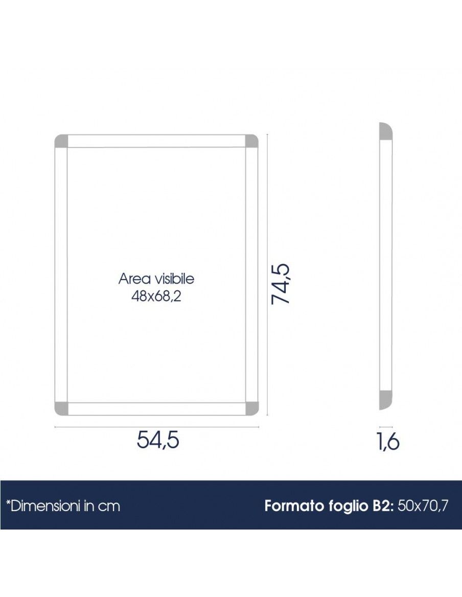 Dimensione cornice a scatto angolo tondo