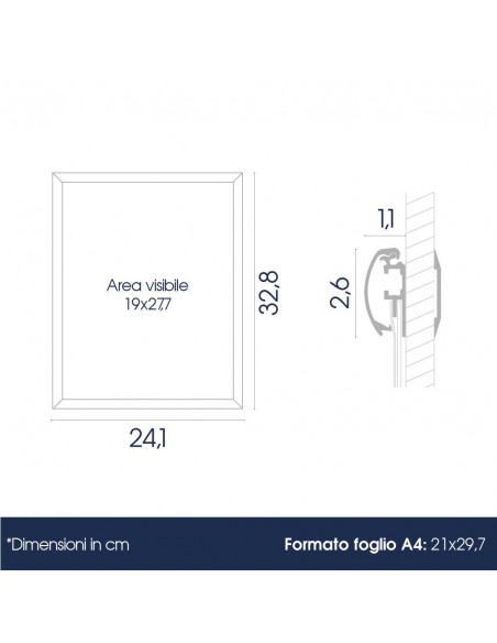 Dimensione cornice bifacciale da vetro