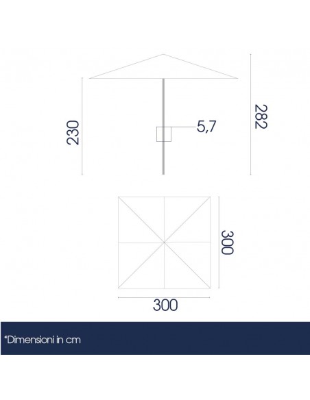 misure ombrellone resistente al vento 3x3 metri